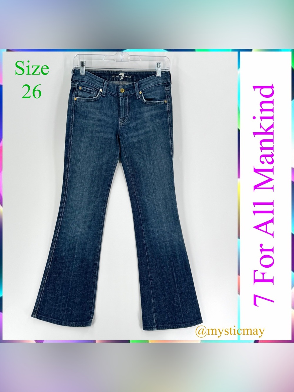 Women 7 FOR ALL MANKIND A Pocket Bootcut Denim Flare Leg Blue Jeans Size 26